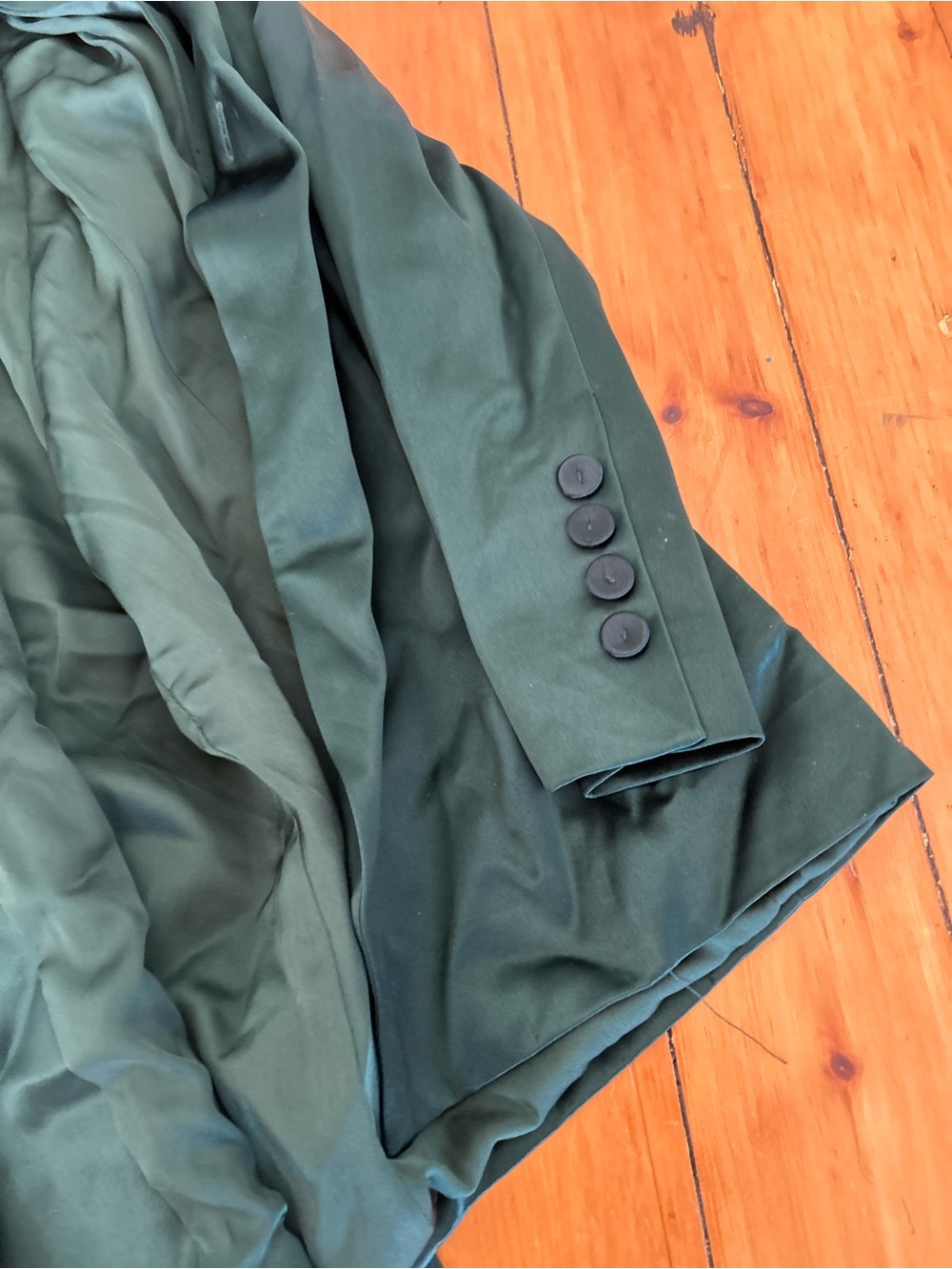 Lattelier Tie-Waist Blazer & Front Slit Trouser Set in Dark Green s/m - Picture 4 of 14